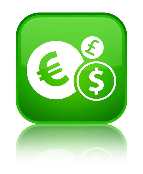 Finanzas icono brillante botón cuadrado verde —  Fotos de Stock