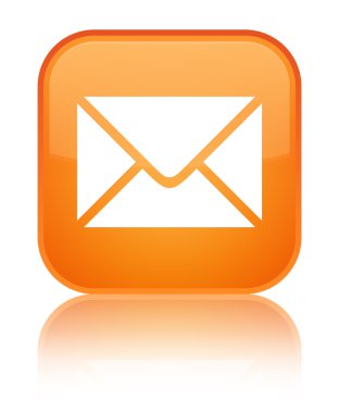 E-posta kutsal kişilerin resmi parlak turuncu kare düğme