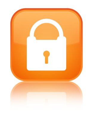 Asma kilit simgesi parlak turuncu kare düğme