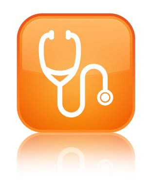 Stetoskop kutsal kişilerin resmi parlak turuncu kare düğme