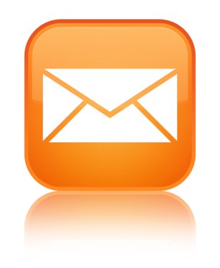 E-posta kutsal kişilerin resmi parlak turuncu kare düğme