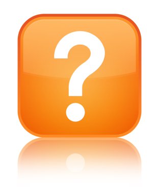 Soru işareti simgesi parlak turuncu kare düğme