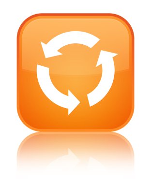 Yenile simgesi parlak turuncu kare düğmesi