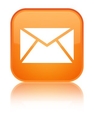 E-posta kutsal kişilerin resmi parlak turuncu kare düğme