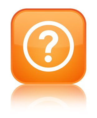Soru simgesi parlak turuncu kare düğme