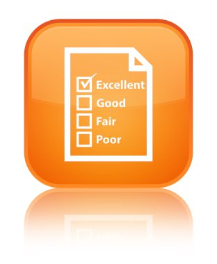 Soru formu kutsal kişilerin resmi parlak turuncu kare düğme