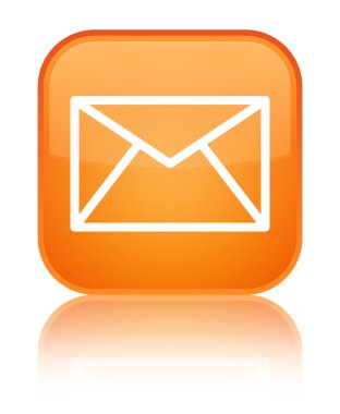 E-posta kutsal kişilerin resmi parlak turuncu kare düğme