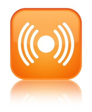 Ağ sinyali kutsal kişilerin resmi parlak turuncu kare düğme