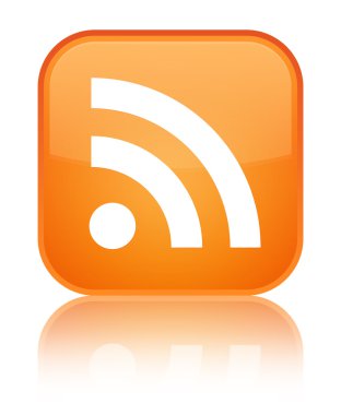 RSS simgesi parlak turuncu kare düğme