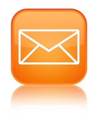 E-posta kutsal kişilerin resmi parlak turuncu kare düğme