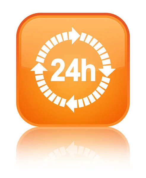 24 hours delivery icon shiny orange square button — Stock Photo, Image