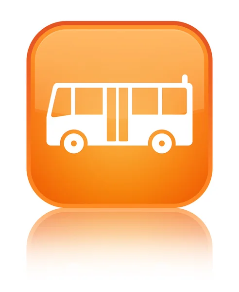 Bus icon shiny orange square button — Stock Photo, Image