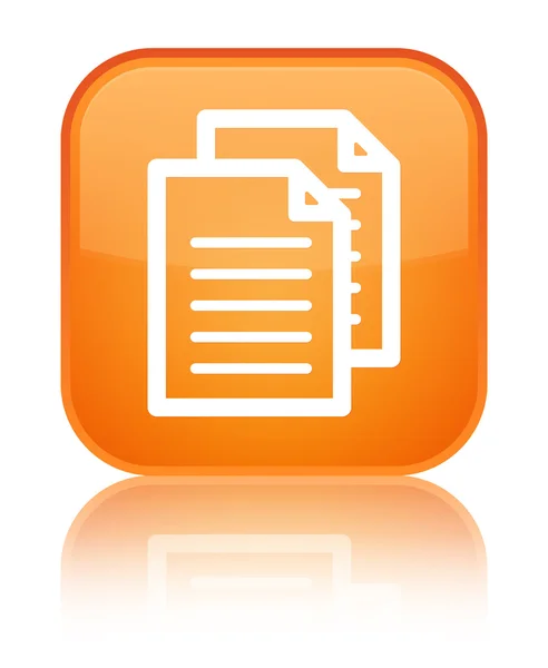 Documents icon shiny orange square button — Stock Photo, Image