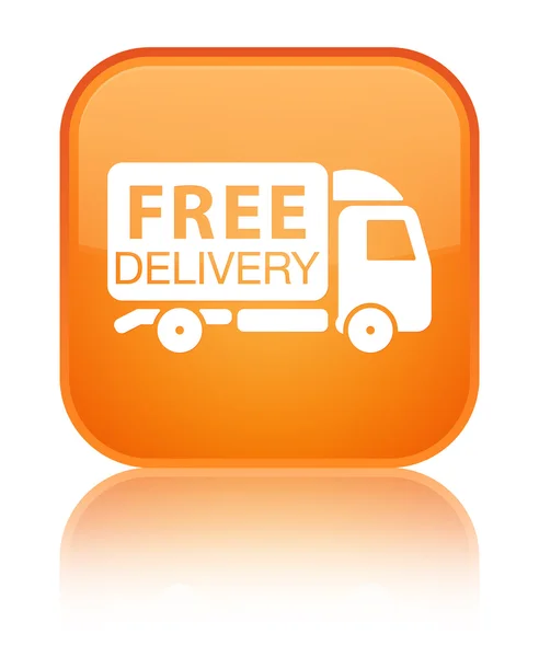 Free delivery truck icon shiny orange square button — Stock Photo, Image