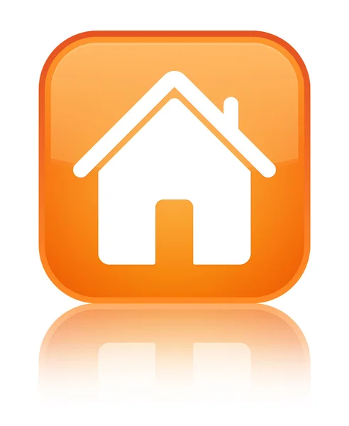 Home icona arancio lucido pulsante quadrato — Foto Stock