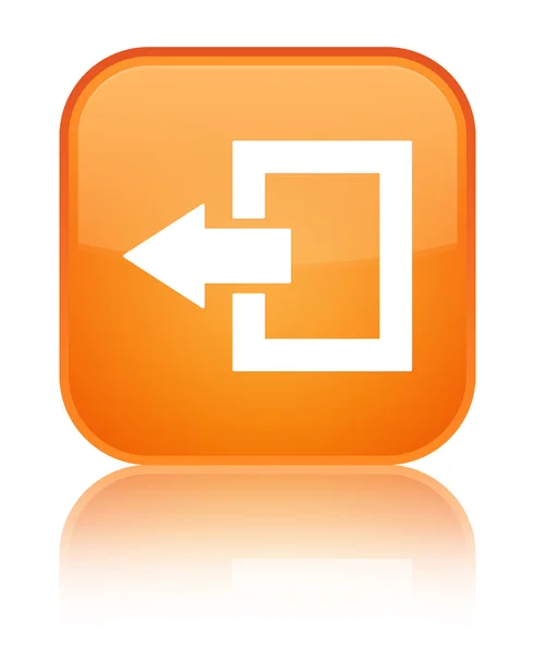 Logout icon shiny orange square button — Stock Photo, Image