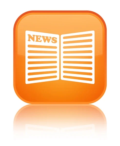 Krant glanzend oranje vierkante knoop van het pictogram — Stockfoto