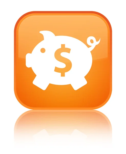 储钱罐 （美元符号） 图标闪亮的橙色方形按钮 — 图库照片