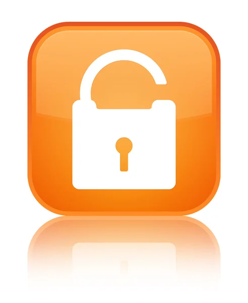 Desbloquear ícone brilhante botão quadrado laranja — Fotografia de Stock