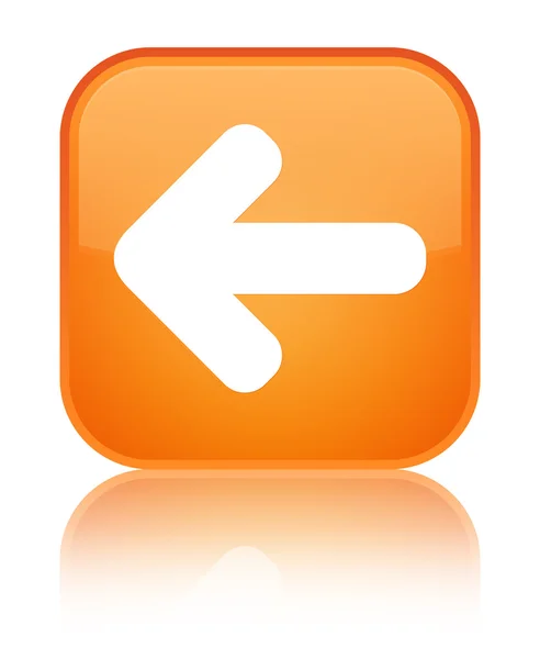 Ícone de seta traseira brilhante botão quadrado laranja — Fotografia de Stock