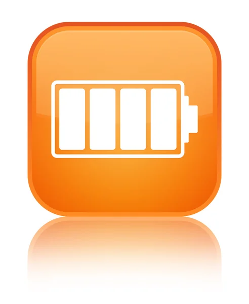 Batterij pictogram glanzend oranje vierkante knop — Stockfoto