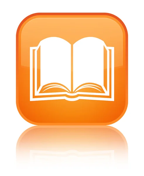 Buch-Symbol orange glänzende quadratische Taste — Stockfoto