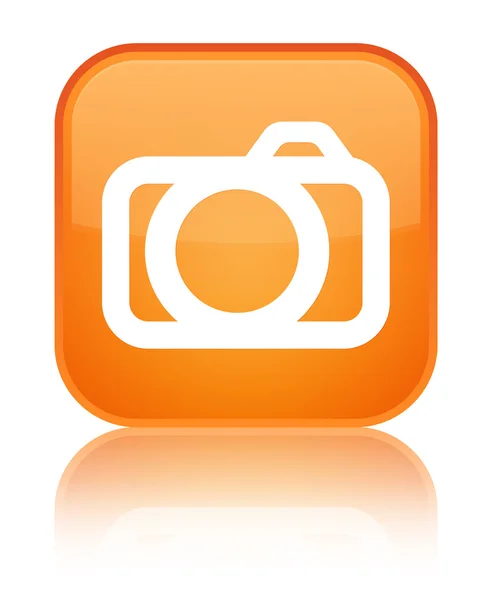 Camera icon shiny orange square button — Stock Photo, Image