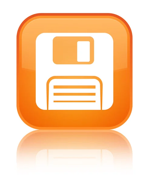 Floppy disk icon shiny orange square button — Stock Photo, Image