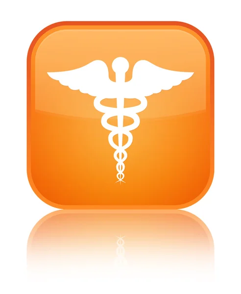 医療のアイコン光沢のあるオレンジ色の正方形ボタン — ストック写真