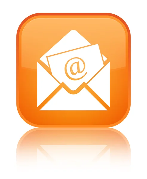 Ενημερωτικό δελτίο ηλεκτρονικού ταχυδρομείου εικονίδιο λαμπερό πορτοκαλί τετράγωνο κουμπί — Φωτογραφία Αρχείου