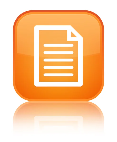 Page icon shiny orange square button — Stock Photo, Image