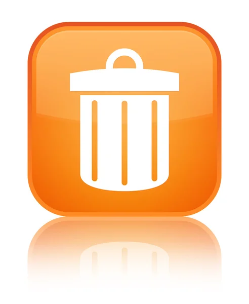 Recycle bin icon mengkilap tombol persegi oranye — Stok Foto