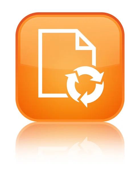 Document process icon shiny orange square button — Stock Photo, Image