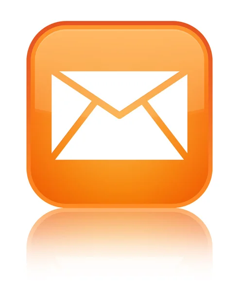 Email icon shiny orange square button — Stock Photo, Image