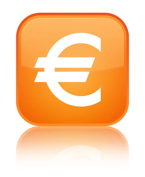 Euro signo icono brillante naranja botón cuadrado — Foto de Stock