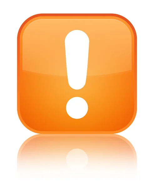 Icono signo de exclamación brillante botón cuadrado naranja —  Fotos de Stock