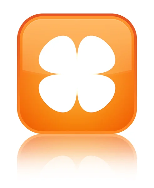 Icono de hoja de flores naranja brillante botón cuadrado — Foto de Stock