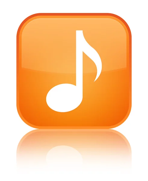 Icona musicale pulsante quadrato arancione lucido — Foto Stock