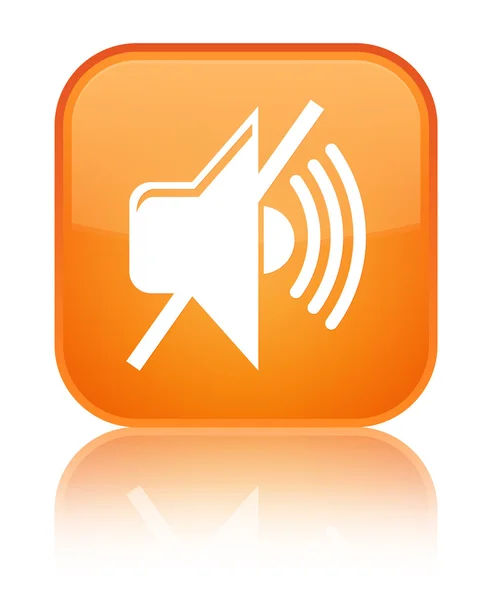 Mute volume pictogram glanzend oranje vierkante knop — Stockfoto