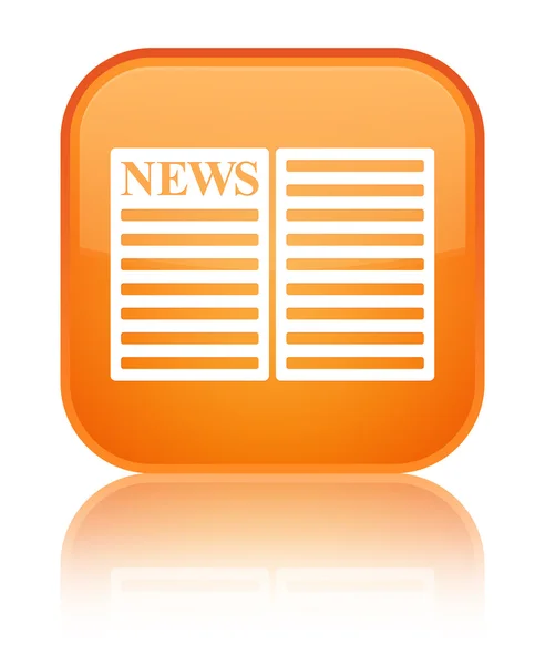 Icona del giornale pulsante quadrato arancione lucido — Foto Stock