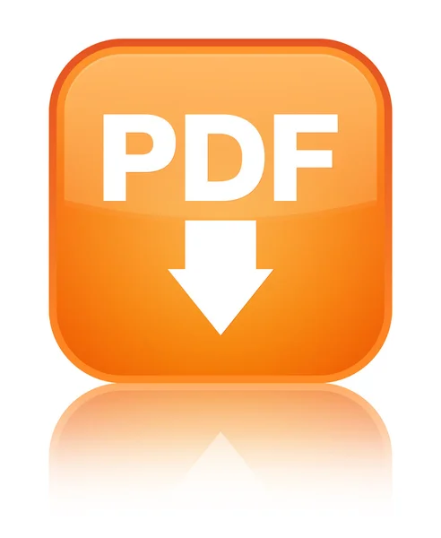 PDF icono de descarga brillante botón cuadrado naranja — Foto de Stock