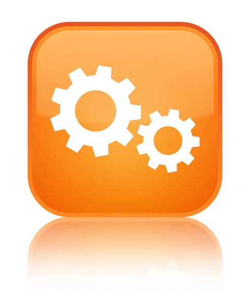 プロセス アイコン光沢のあるオレンジ色の正方形ボタン — ストック写真