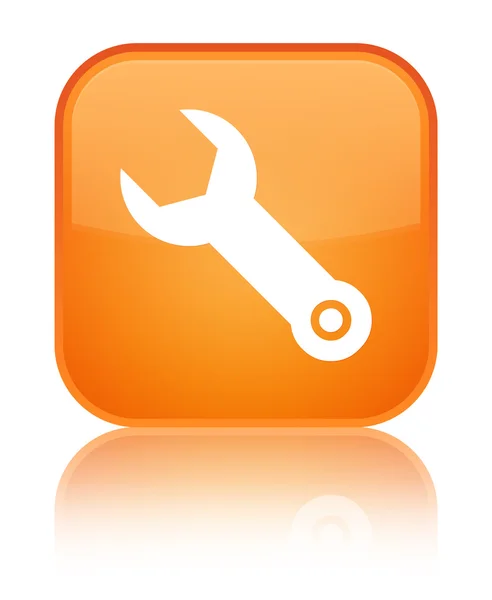 Wrench icon shiny orange square button — Stock Photo, Image