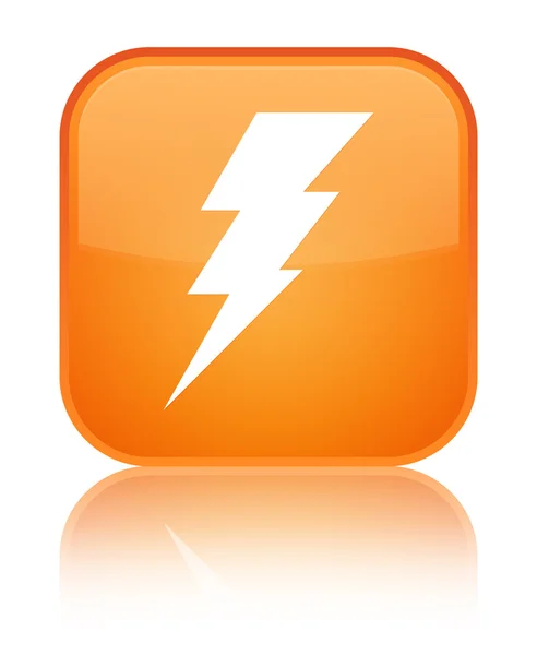 Icono de electricidad brillante naranja botón cuadrado —  Fotos de Stock