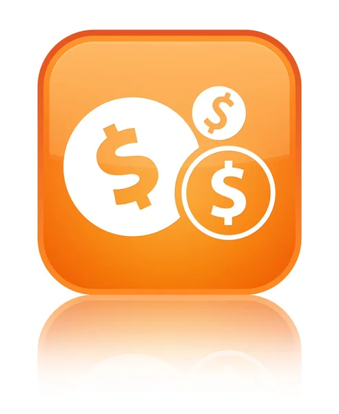 재정 (달러 기호) 아이콘 빛나는 주황색 사각형 버튼 — 스톡 사진