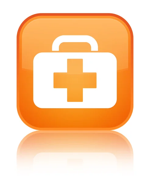 Lékařská taška lesklé oranžové čtvercové tlačítko — Stock fotografie