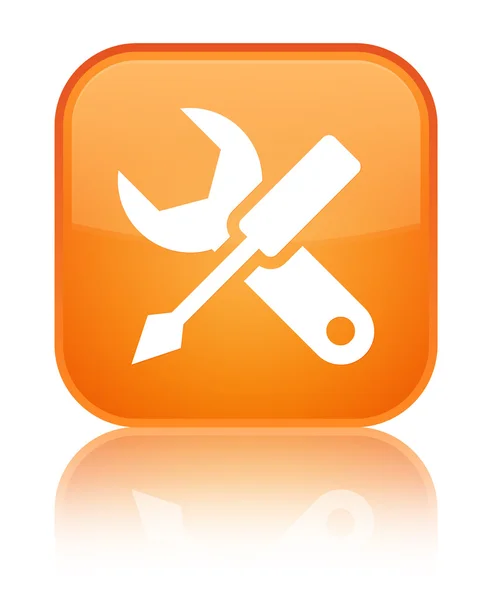 Inställningar ikonen glänsande orange fyrkantiga knappen — Stockfoto