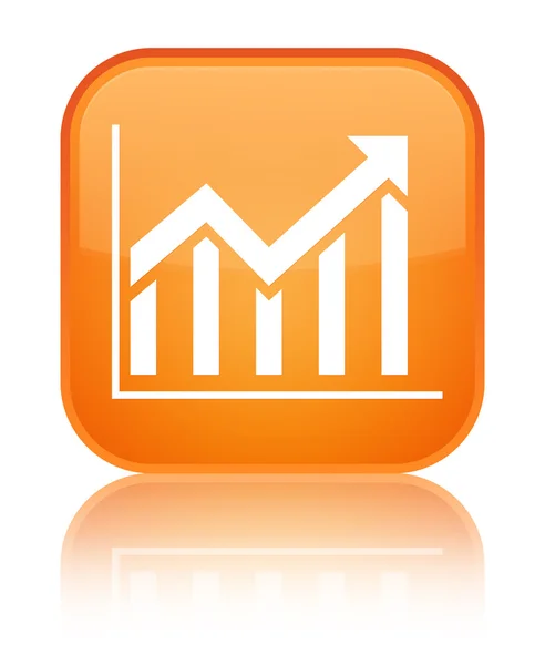 Statistik-Symbol orange glänzende quadratische Taste — Stockfoto