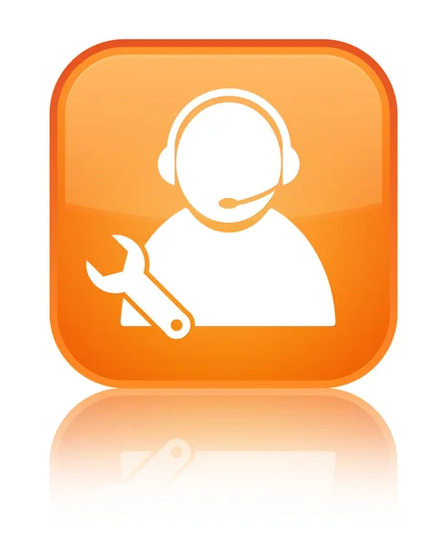 Tech support icon shiny orange square button — Stock Photo, Image