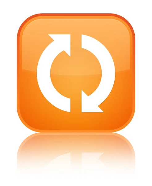 업데이트 아이콘 빛나는 주황색 사각형 버튼 — 스톡 사진